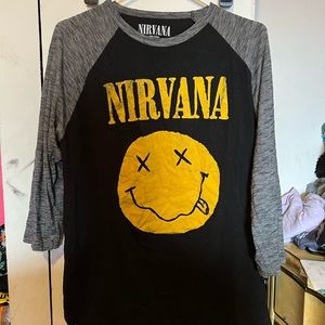 Mens Nirvana logo 3/4 sleeved shirt